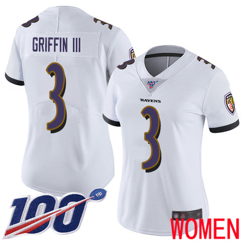 Baltimore Ravens Limited White Women Robert Griffin III Road Jersey NFL Football 3 100th Season Vapor Untouchable